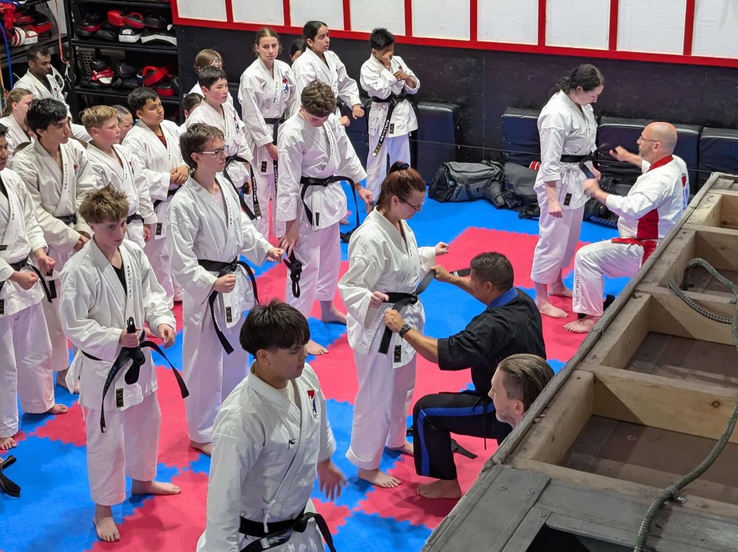 Adult students training in karate