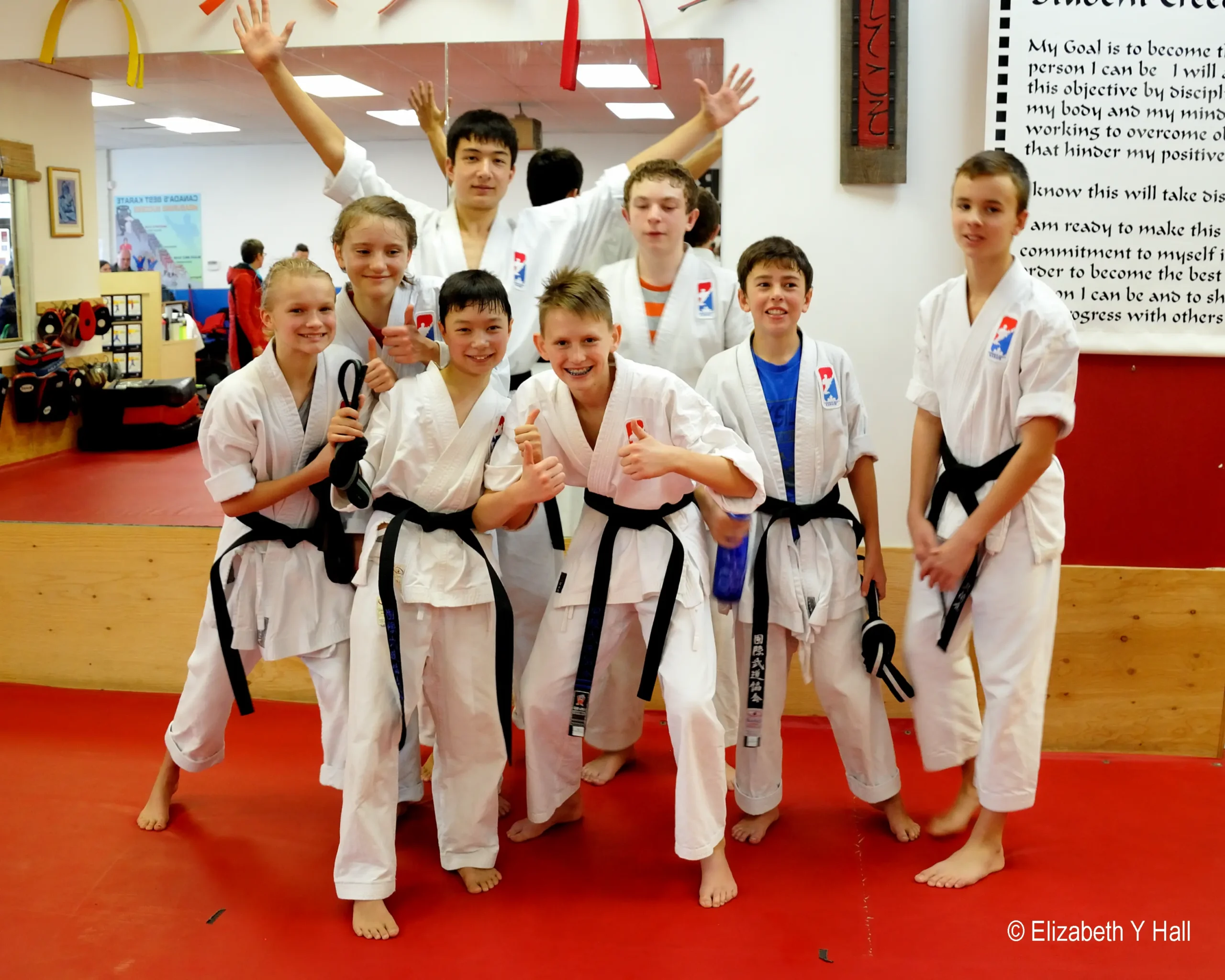 Junior student practicing karate